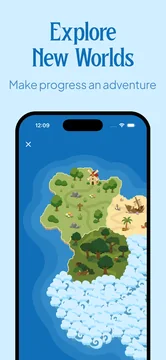 Rokan Journey illustrated island map with regions and paths to explore as the player progresses.